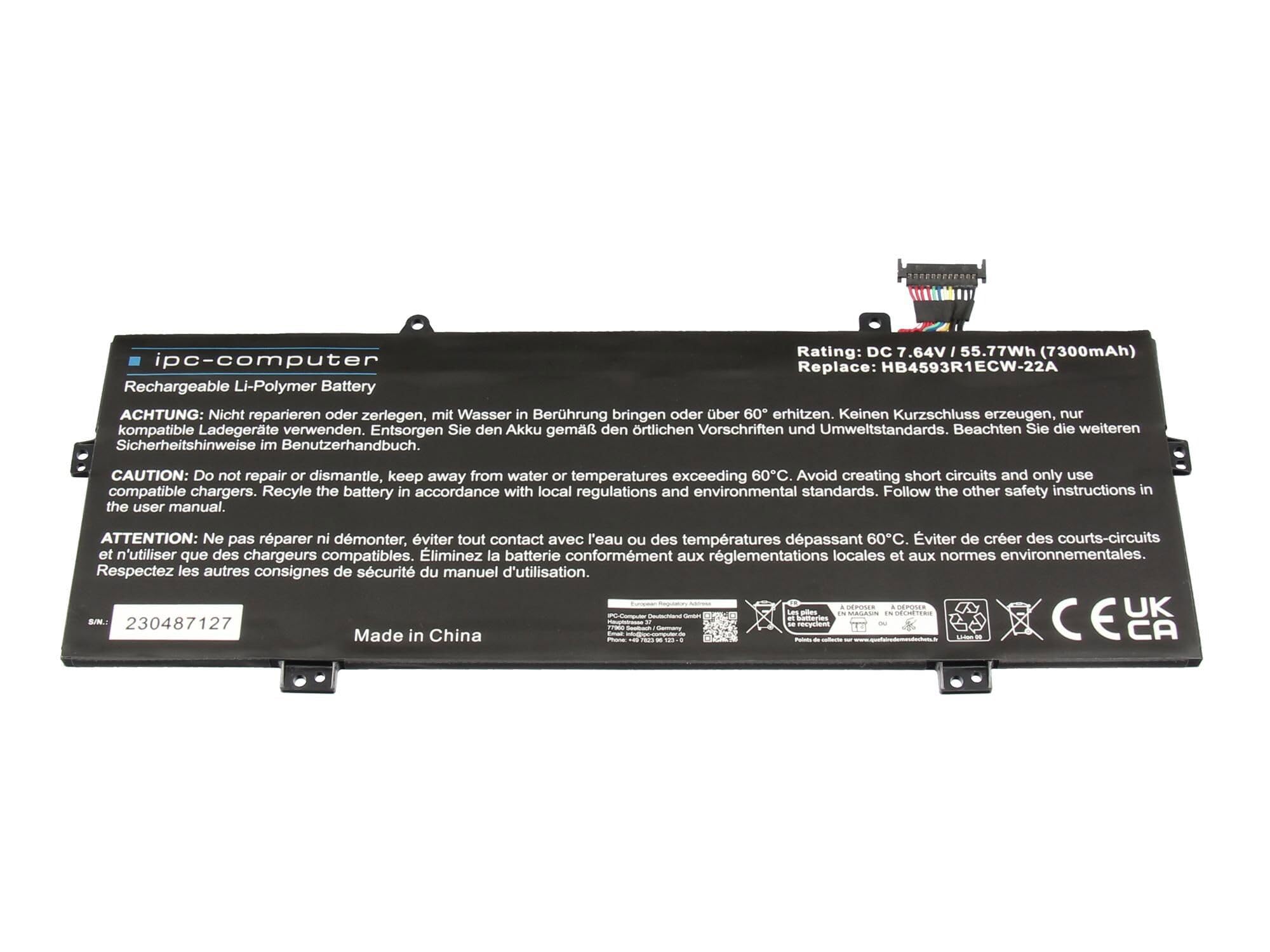 IPC-Computer Akkus HB4593R1ECW-22A Laptop Akku 55,77Wh
