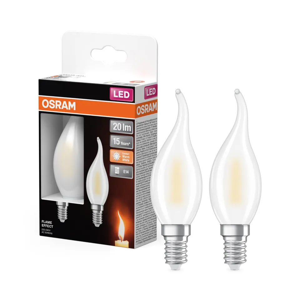 ams OSRAM LED-Lampe E14 Flammeneffekt matt 1W