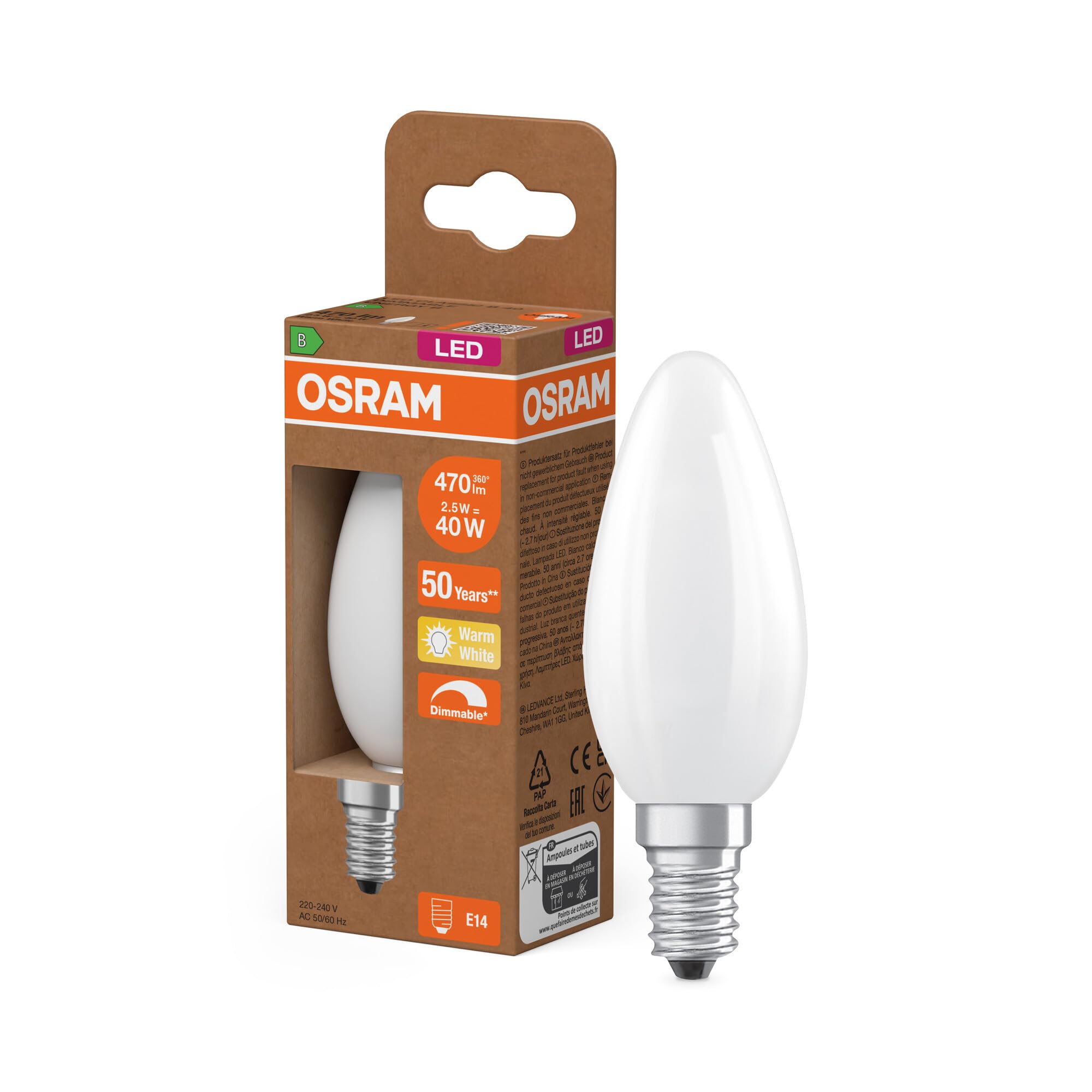 ams OSRAM Classic P 40 LED Tropfen E14 klar dimmbar