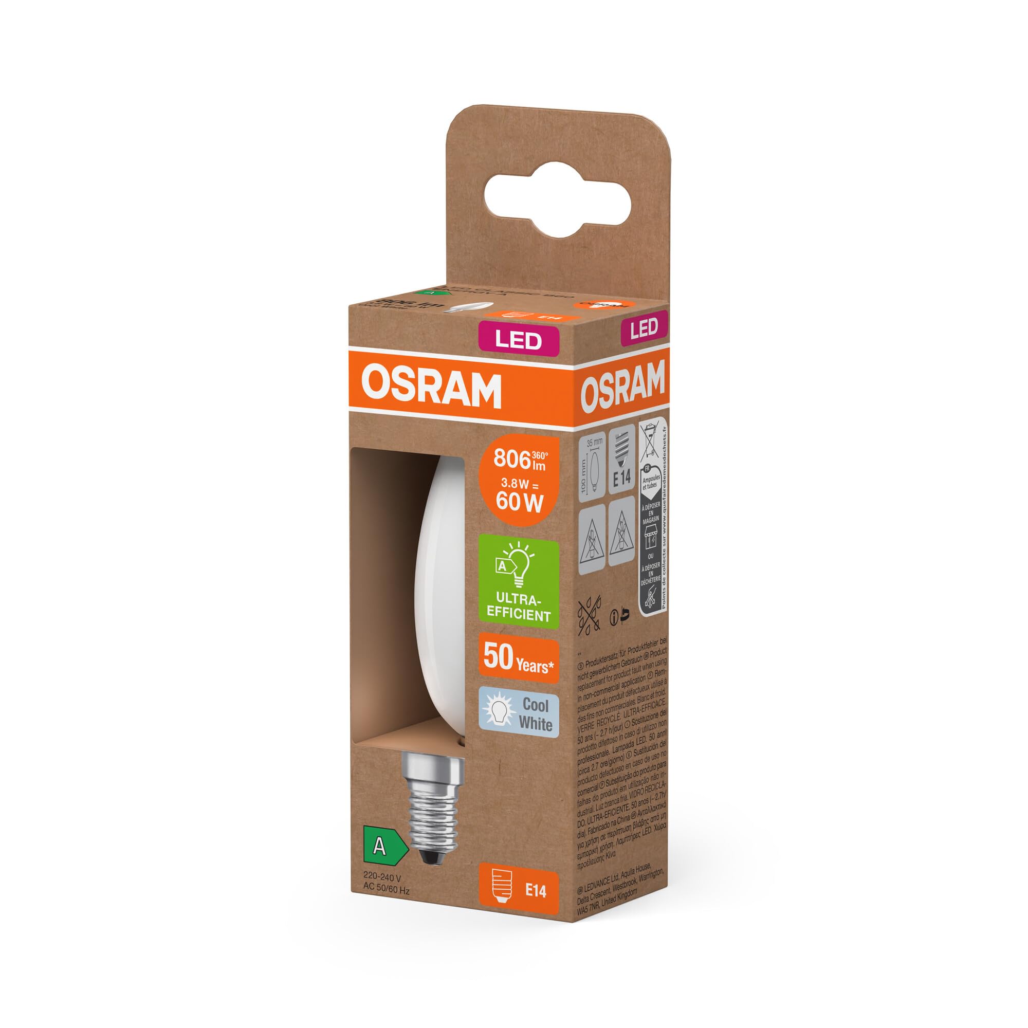 OSRAM SMART+ LED E14 3,8W matt 6er-Pack 60W-Ersatz Kerze