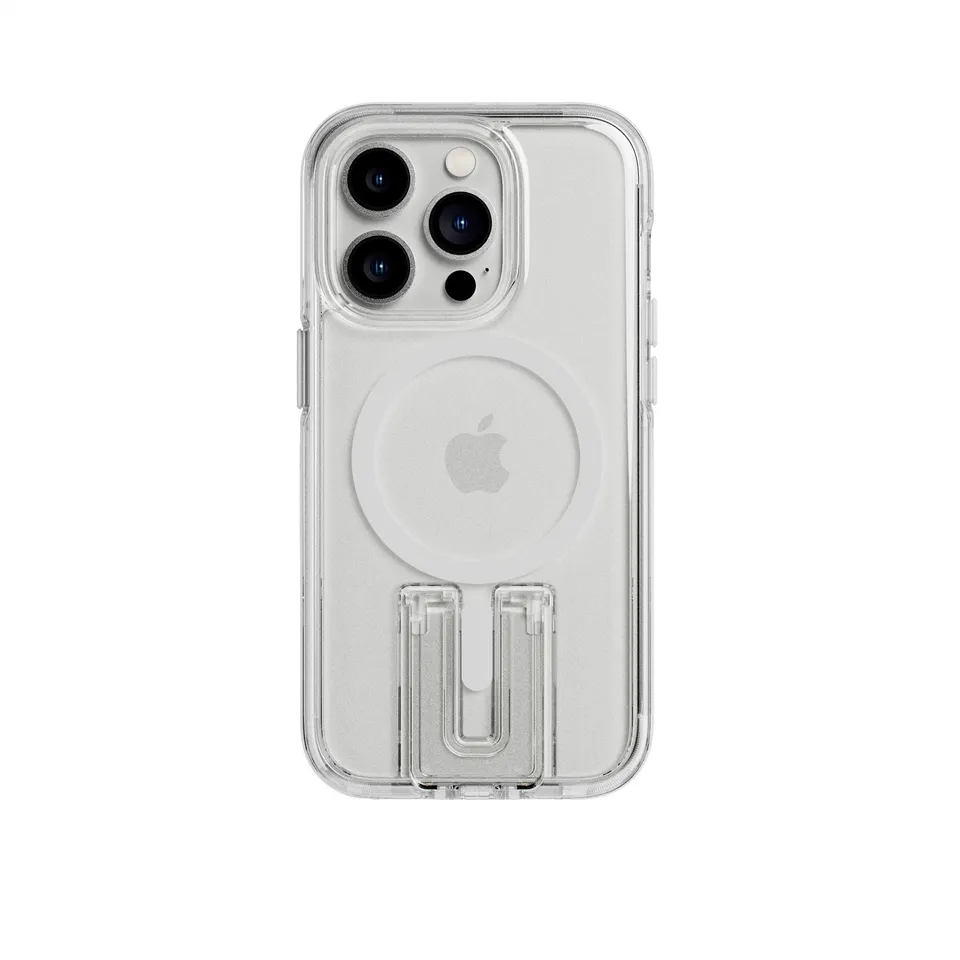 Tech21 EvoCrystal Kick iPhone 14 Pro Hülle MagSafe Weiß Ständer