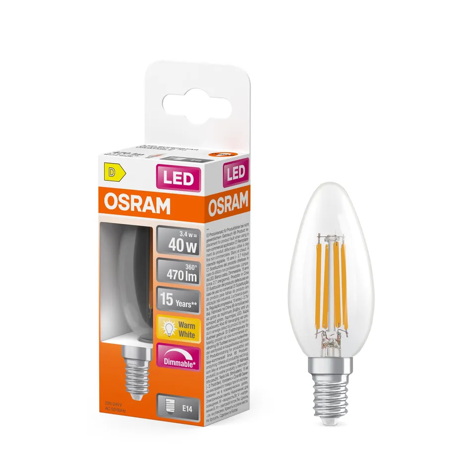 ams OSRAM SMART+ Superstar B 40 Kerze E14 3,4W warmweiß