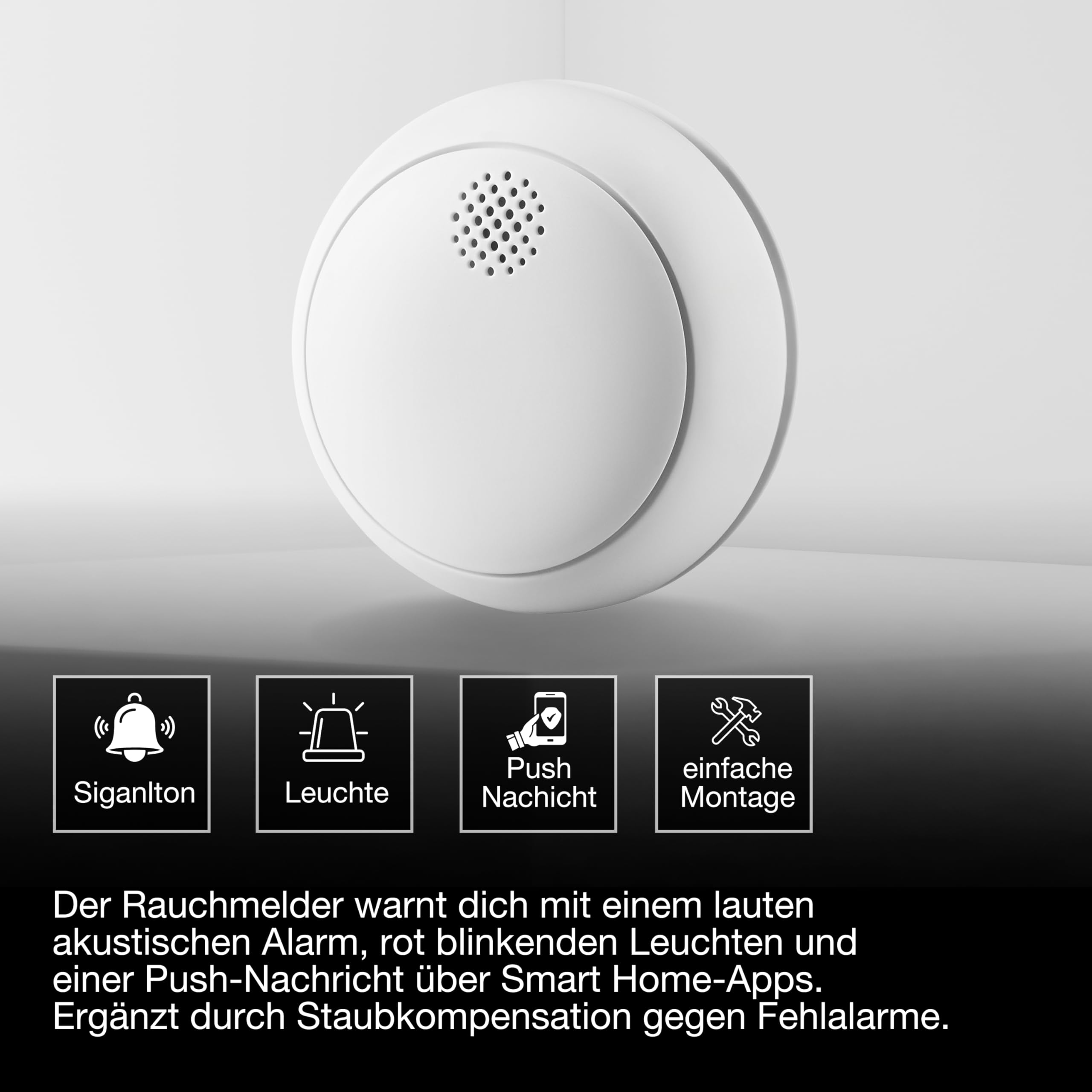 LEDVANCE SMART+ Rauchmelder WiFi weiß EN 14604 App-Alarm