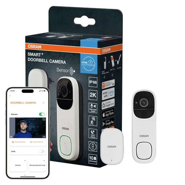 OSRAM SMART+ WiFi Video-Türklingel 2K weiß Akku