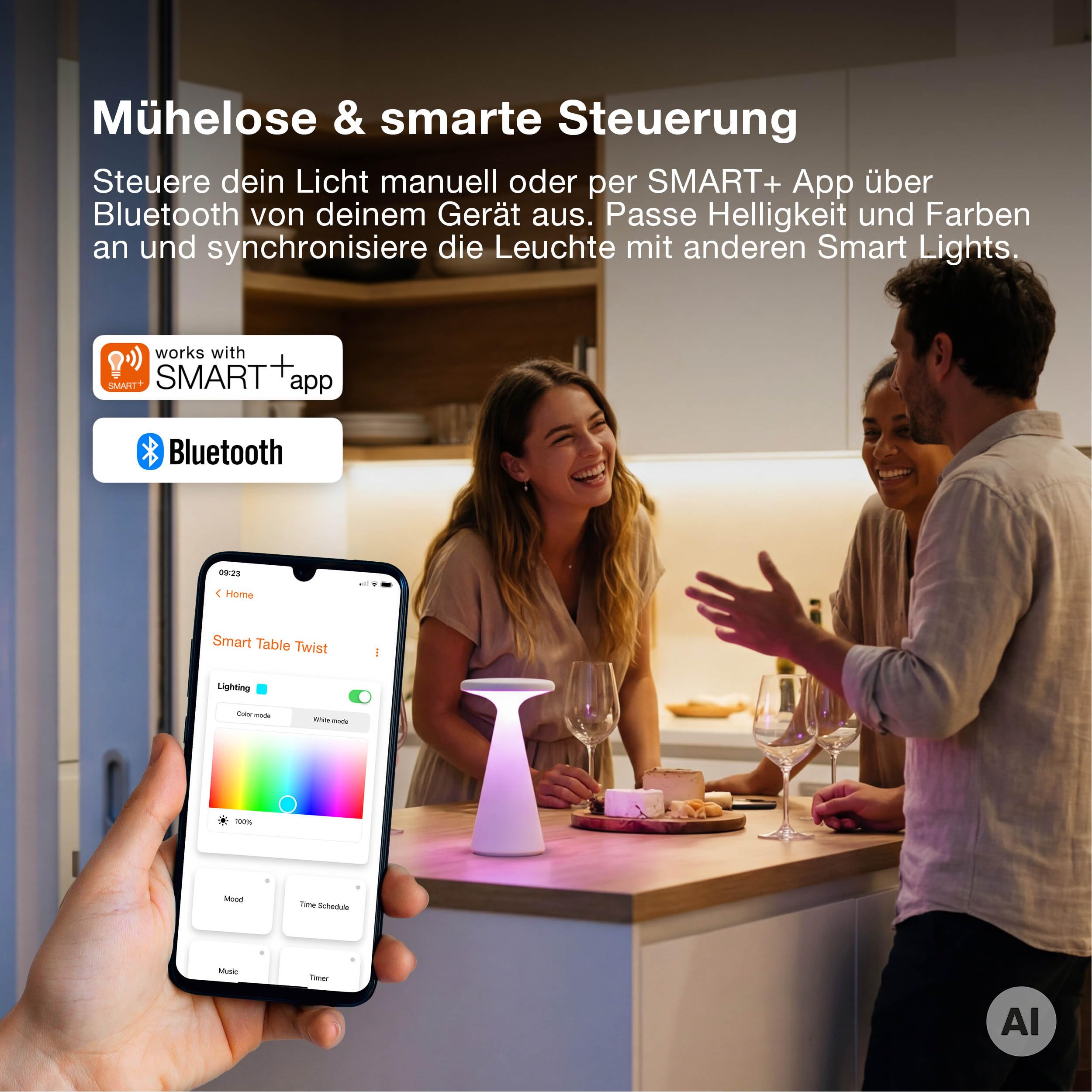 ams OSRAM SMART+ Bluetooth Tischleuchte Weiß dimmbar IP44