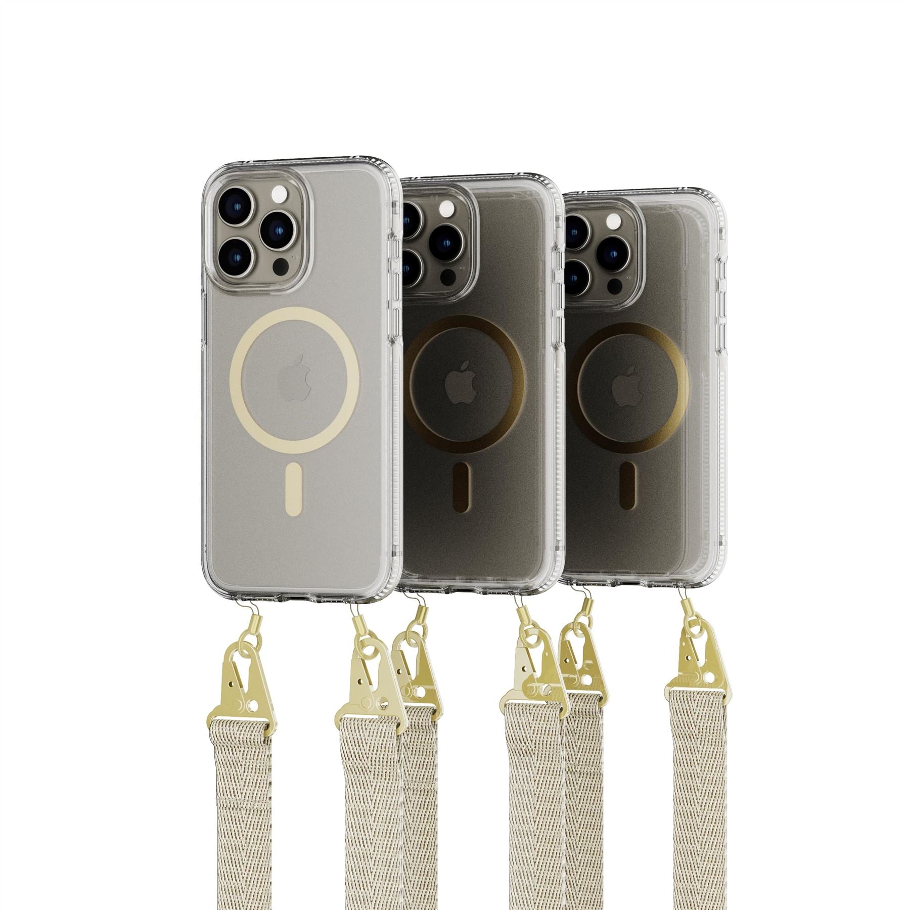 Tech21 FlexQuartz iPhone 15 Pro Max Hülle Gold Umhängeband