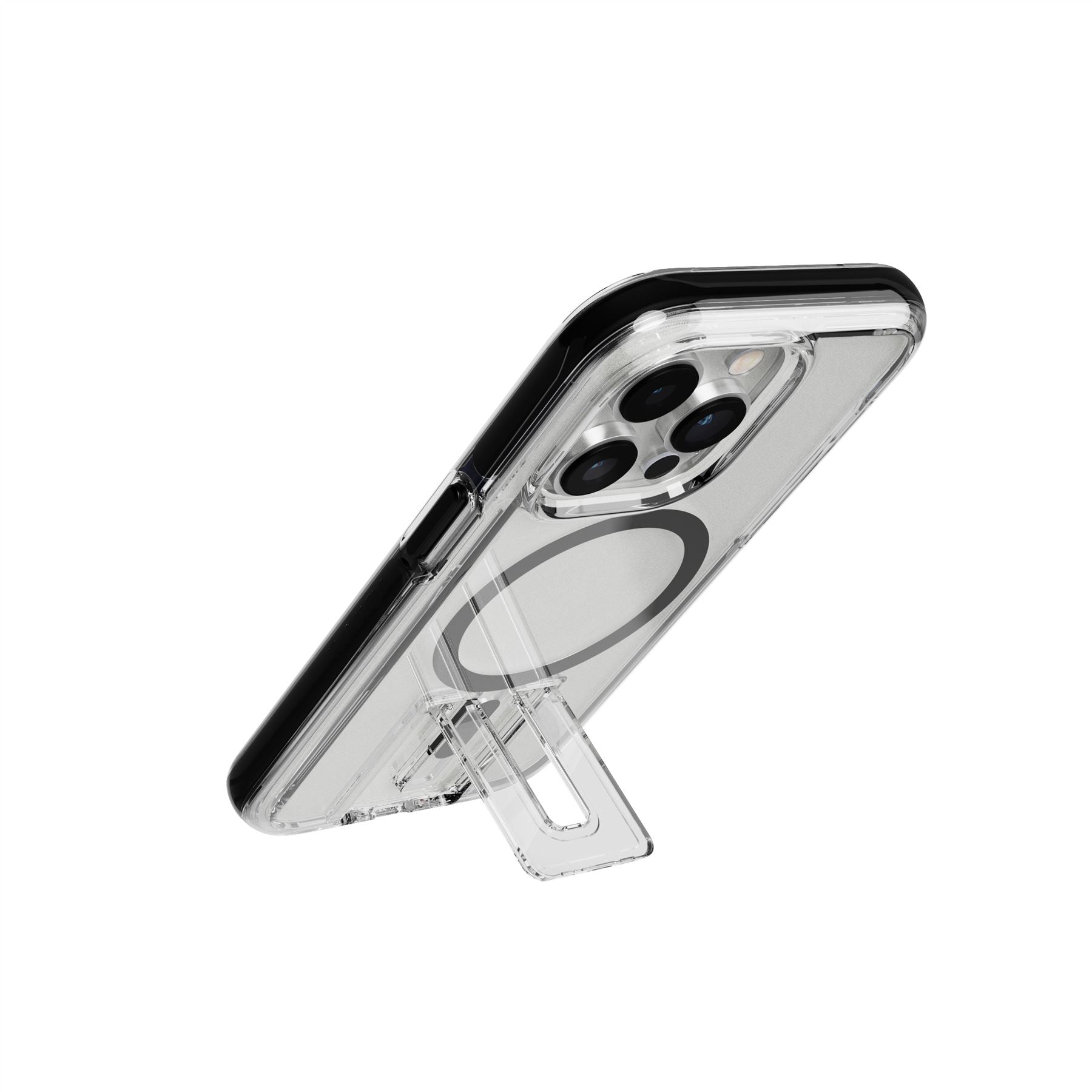 Tech21 EvoCrystal Kick iPhone 14 Pro Hülle Clear Black MagSafe