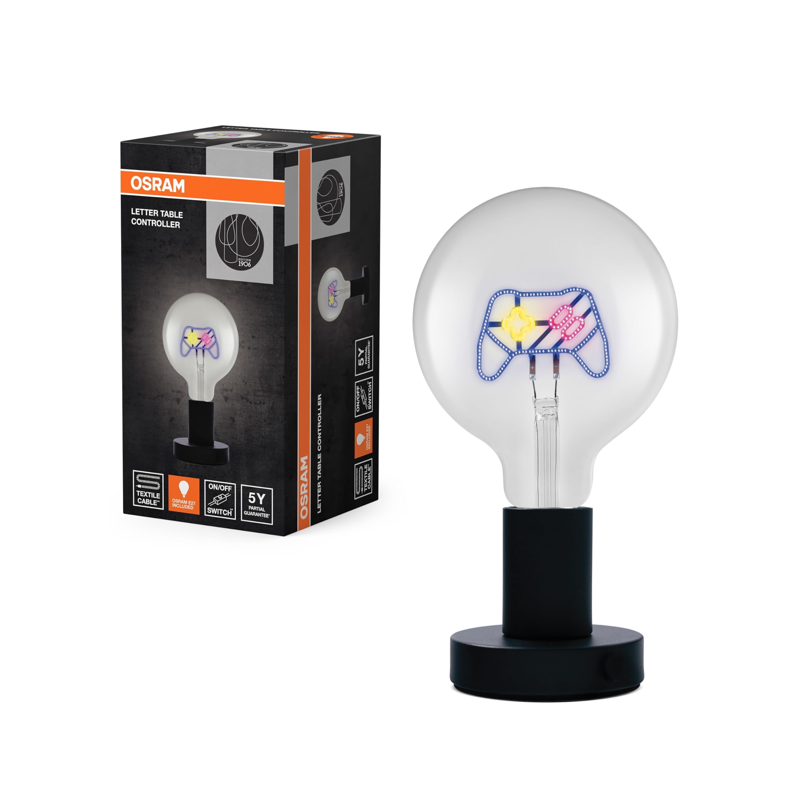 OSRAM 1906 Letter Controller Tischleuchte E27 schwarz